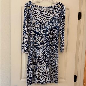 Lilly Pulitzer Navy and White Geometric Long Sleeve Dress
